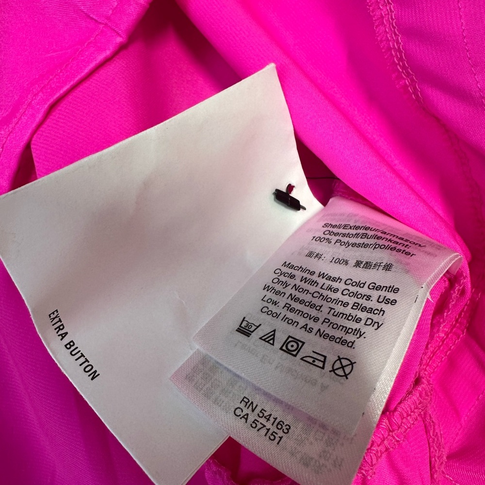 DKNY Women's Pink Satin 3/4-Sleeve Peplum Top Shocking Pink Size S - Picture 5 of 5